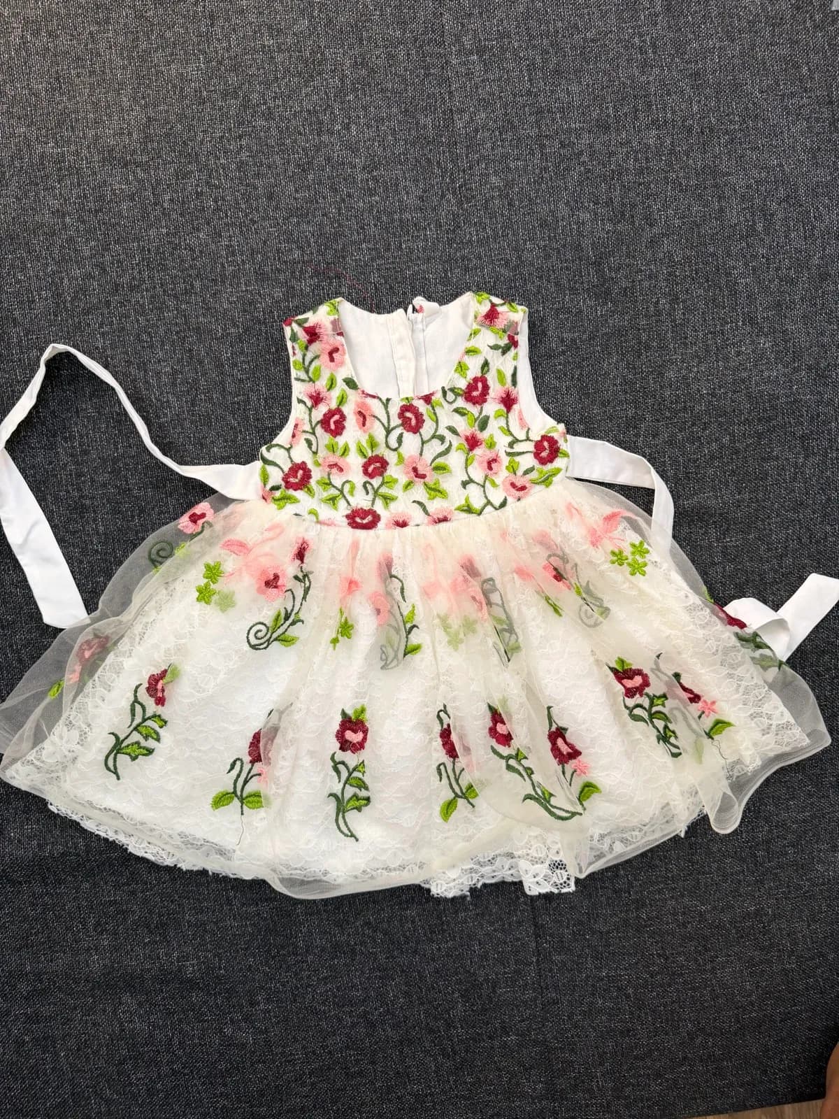 White Dress with Floral Embroidery