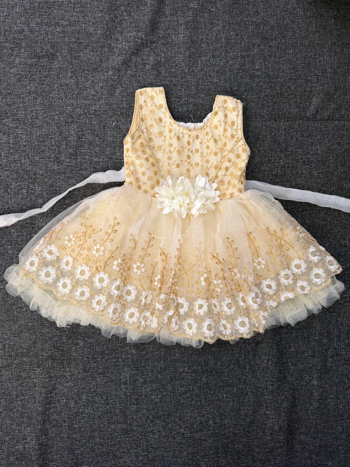 Cream & Gold Sequin Party Dress