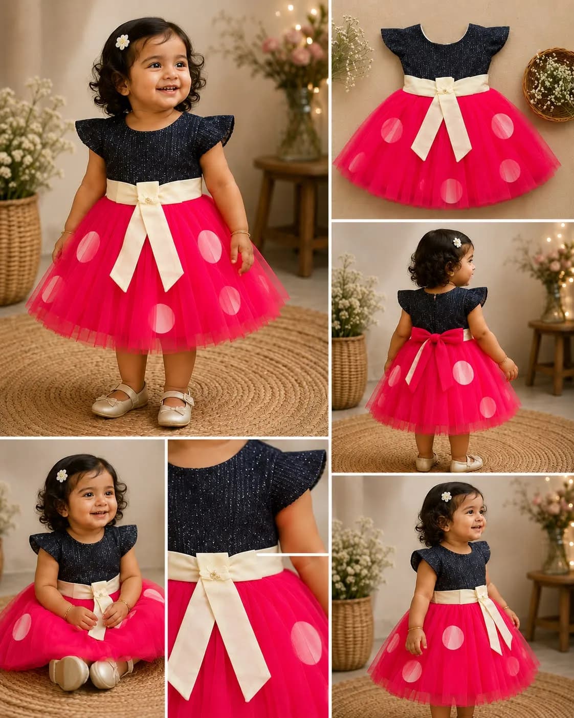 Style inspiration for Black Sparkle Top + Pink Polka-Dot Tulle Dress
