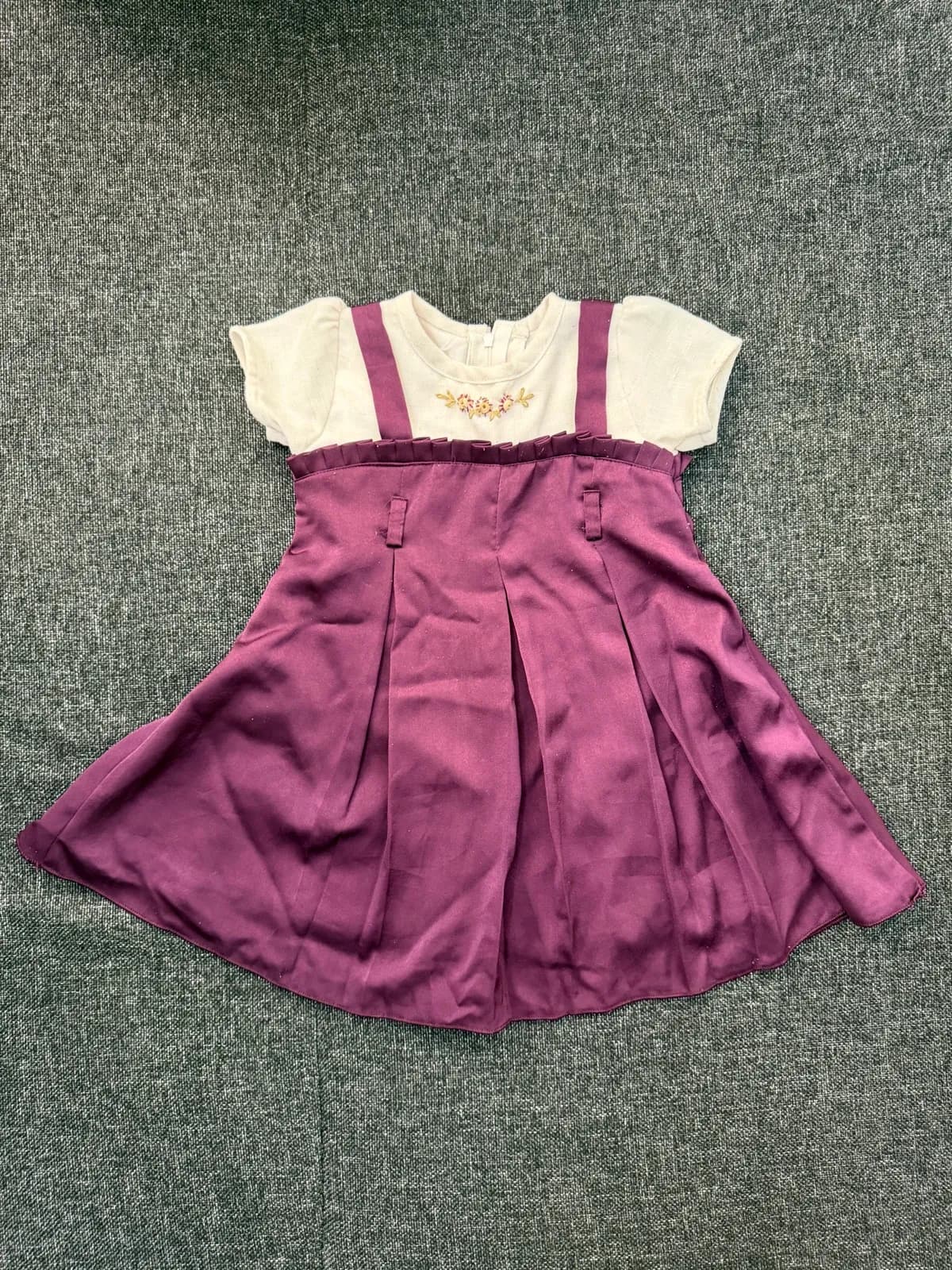 Purple & Cream "Baby" Pinafore Dress