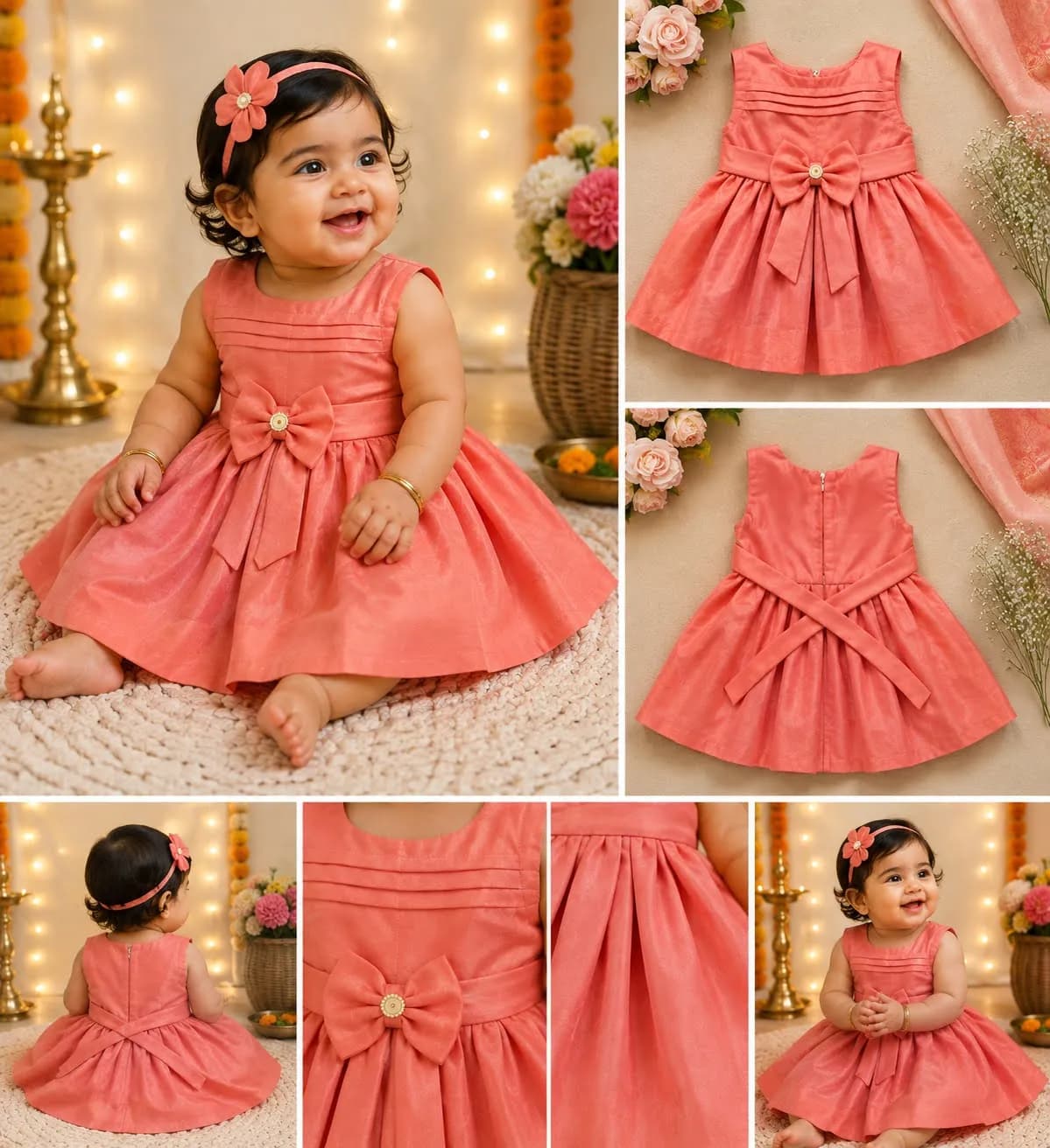 Style inspiration for Coral Pink Bow-Front Dress