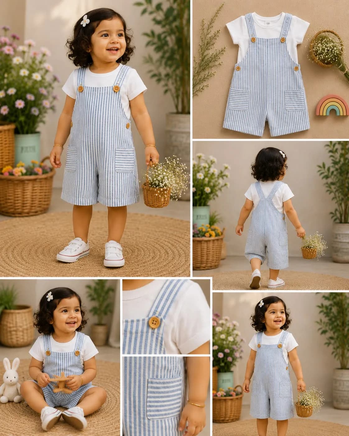 Style inspiration for H&M Grey Striped Shortalls