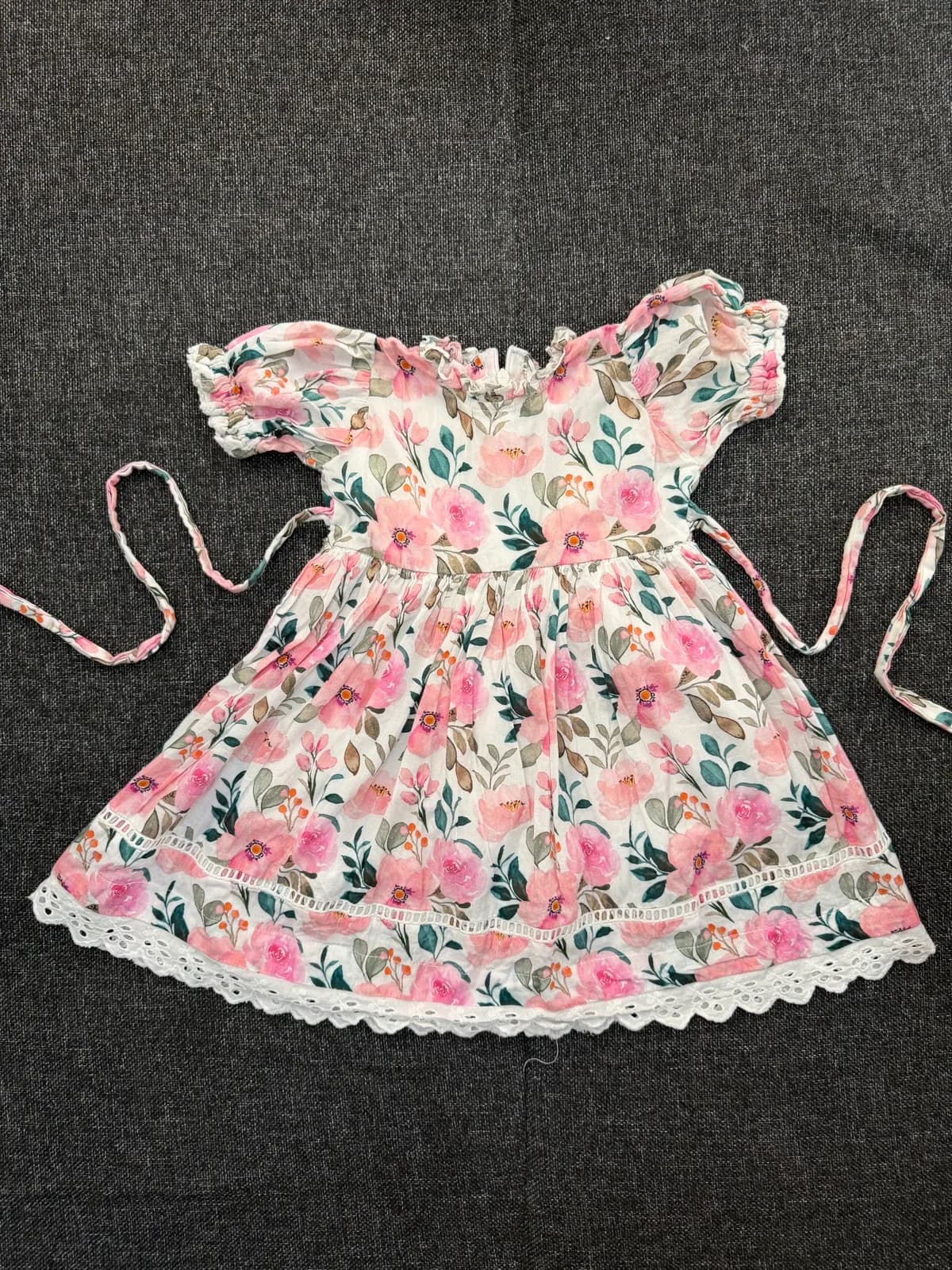 Pink Floral Wrap Dress with Ties