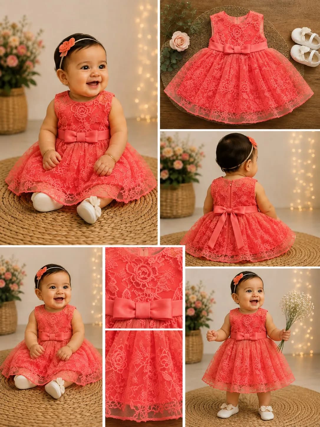 Style inspiration for Coral Lace Party Dress