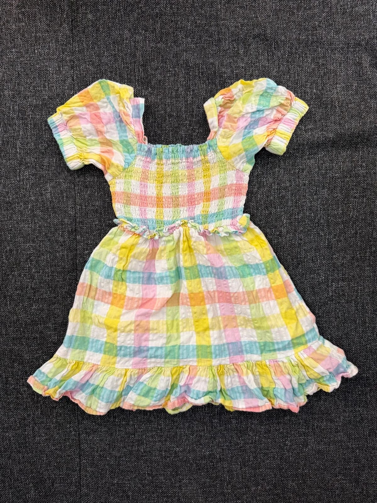Pastel Plaid Ruffle Dress