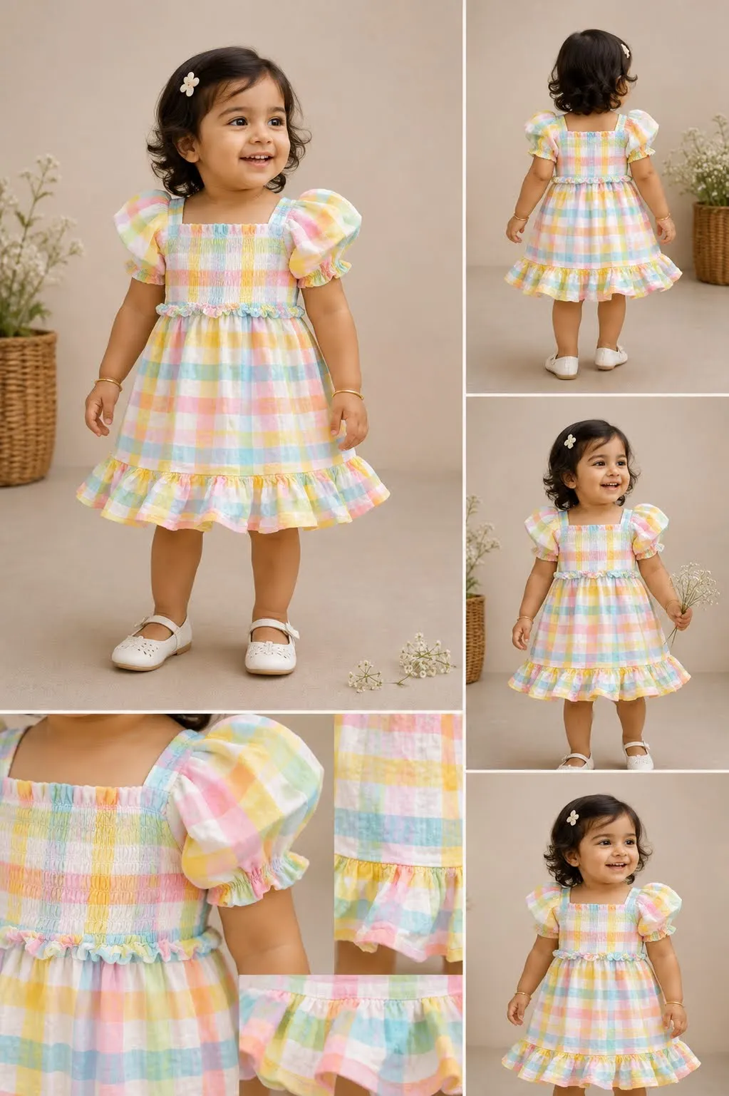 Style inspiration for Pastel Plaid Ruffle Dress