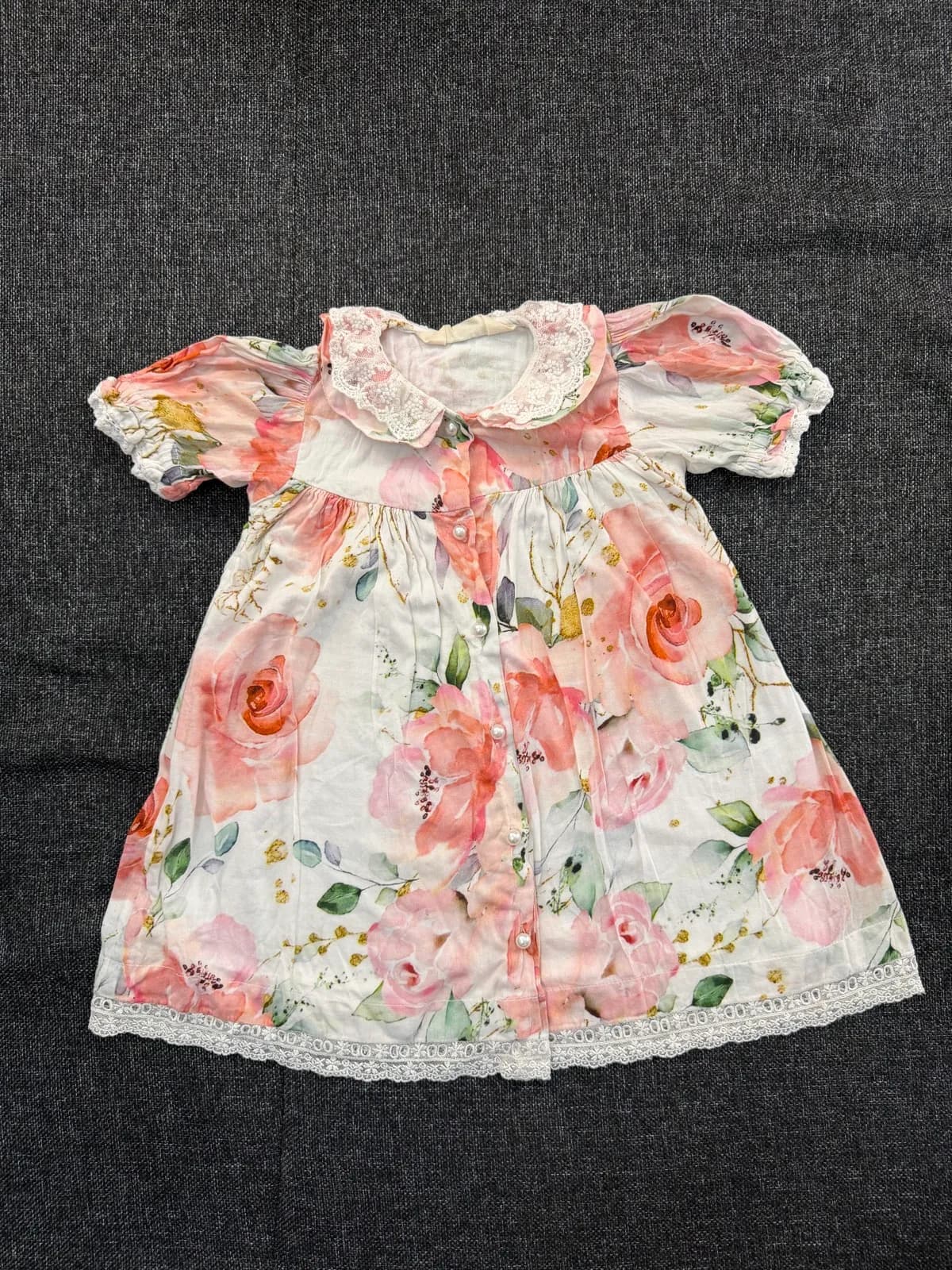 Floral Dress with Lace Peter Pan Collar
