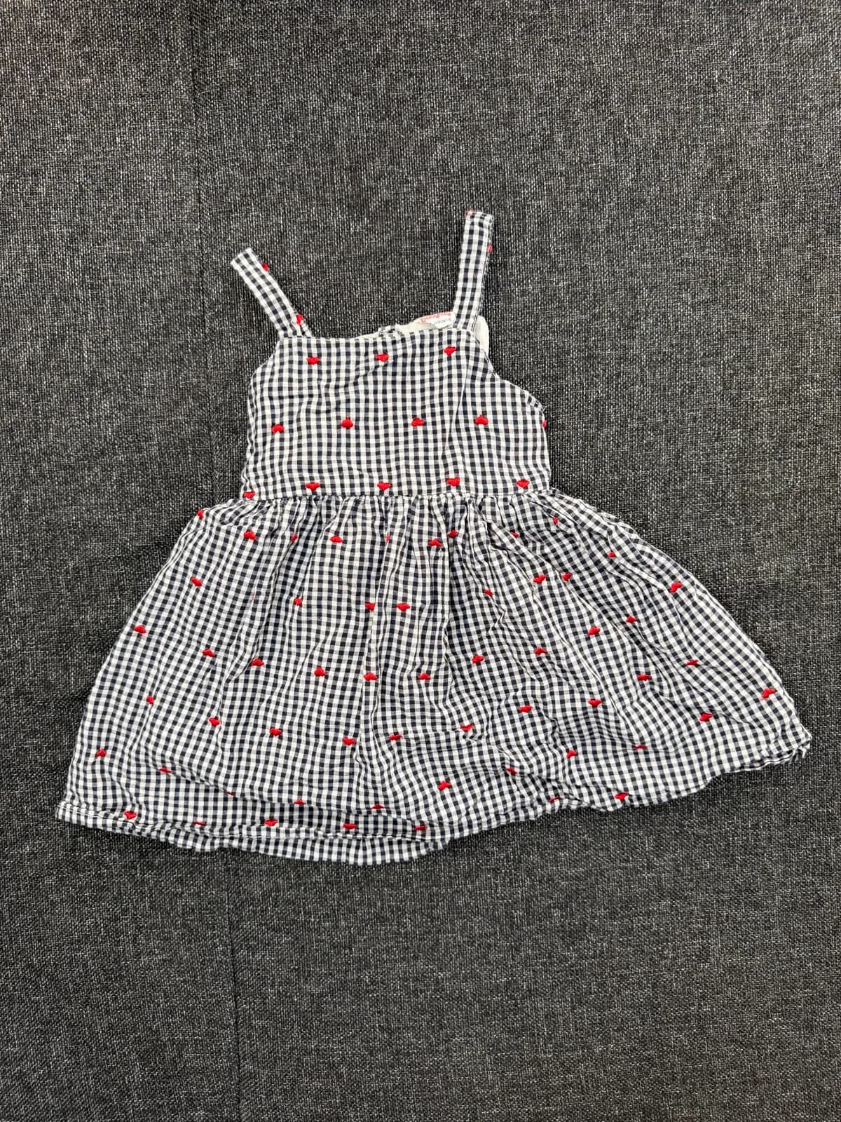 Black & White Gingham Dress with Red Hearts