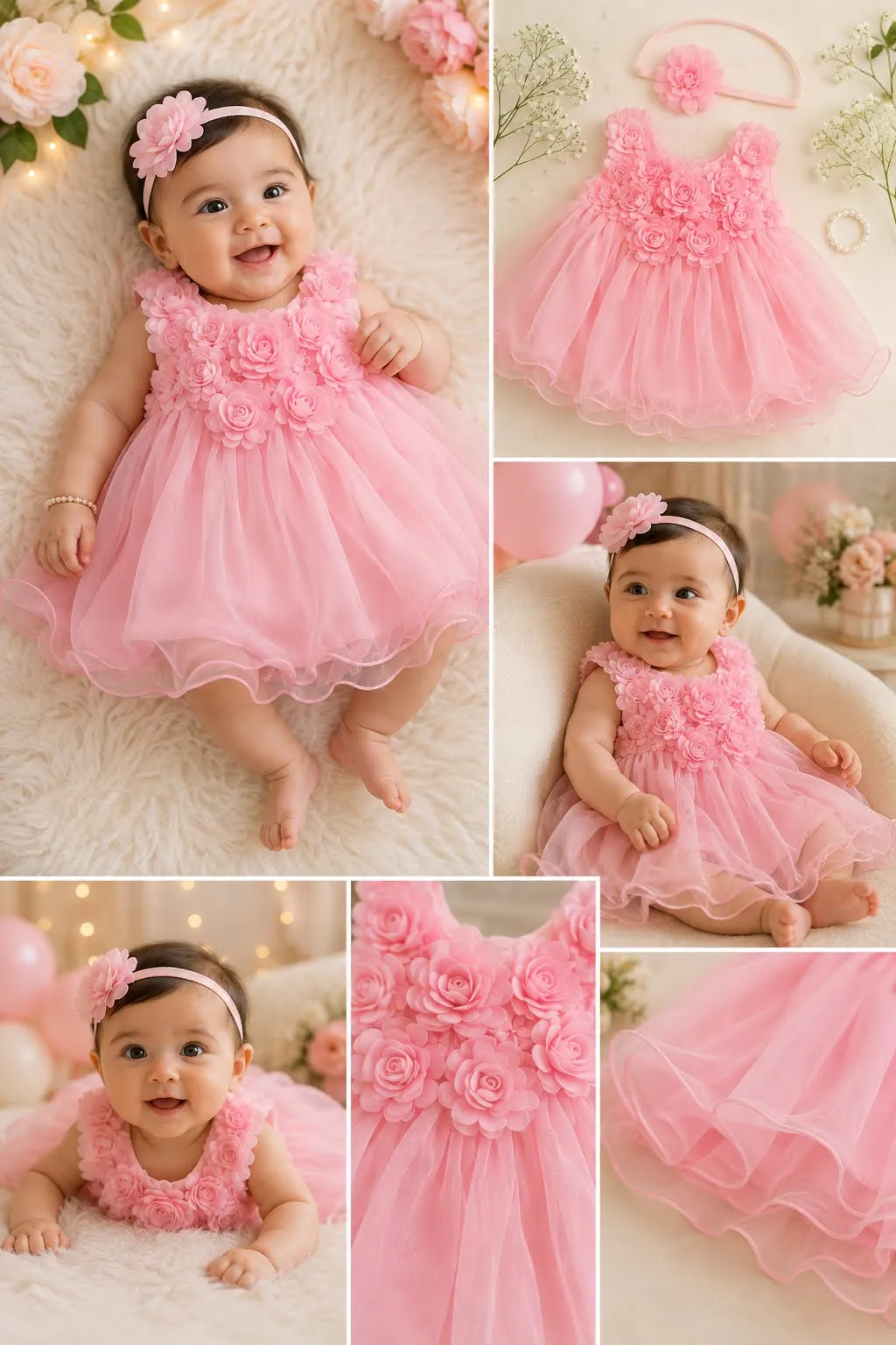 Style inspiration for Pink Floral Tulle Party Dress